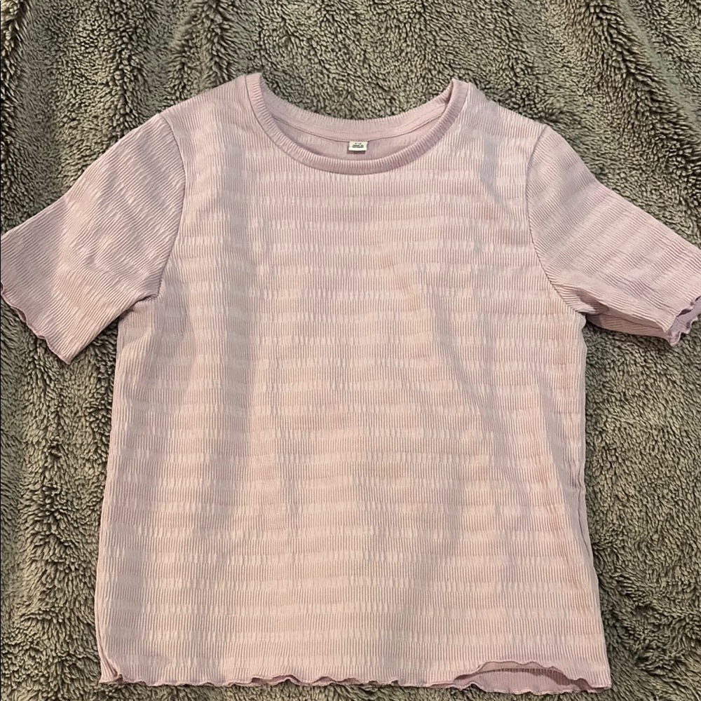 Girls' Uniqlo Lavender Ribbed Short-Sleeve Top size 7-8
